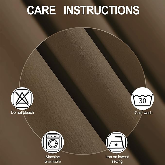 LEMOMO Brown Thermal Blackout Curtains/42 x 95 Inch/Set of 2 Panels Room - Image 4