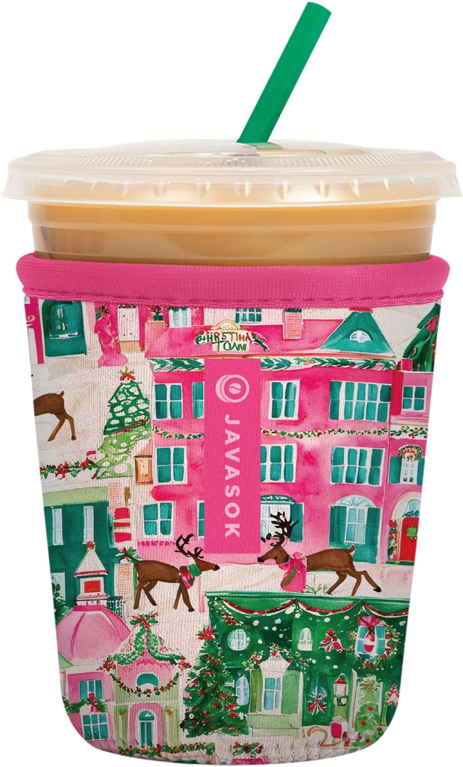 Sok It JavaSok Iced Coffee & Cold Soda Insulated Neoprene Cup Sleeve (Sugarplum Street, Small: 16-20oz)