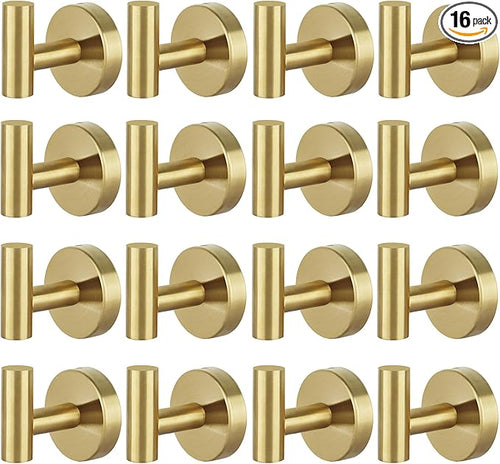 16pcs Gold BathTowel Hooks Robe Coat Bathroom Wall Hook Stainless Steel Heavy by Homagic