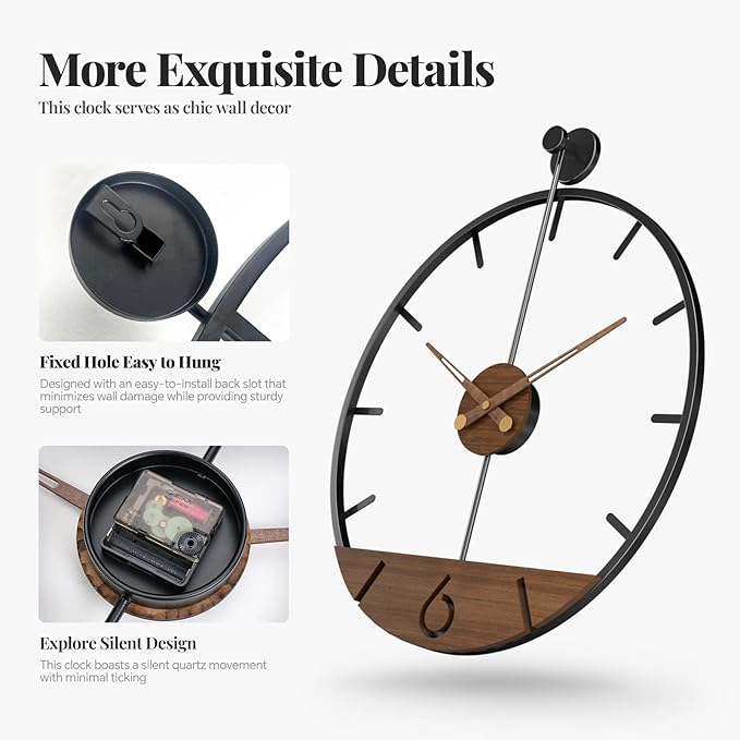 16 Inch Wall Clock, Modern Decorative Clock - Image 5