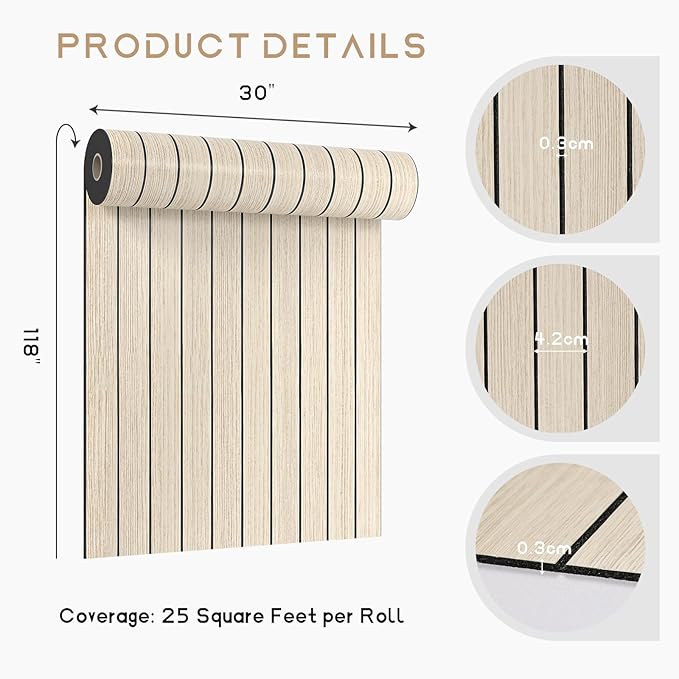 VEELIKE Coastal Oak Wood Wall Panels Peel and Stick Light Oak Wood Slat Wall - Image 9