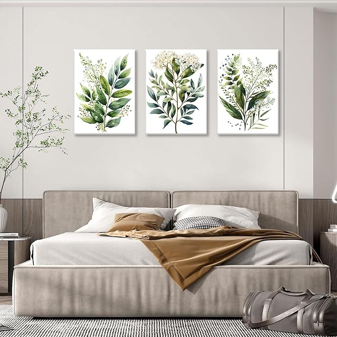 Bwodke Botanical Wall Art Plant Floral Watercolor Poster Canvas Prints Set of 3 - Image 2