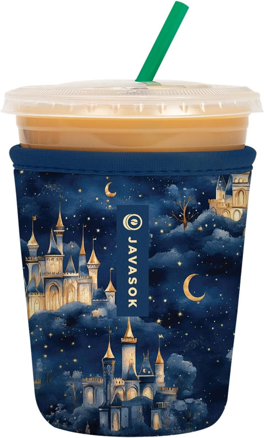 Sok It JavaSok Iced Coffee & Cold Soda Insulated Neoprene Cup Sleeve (Castle in the Sky, Small: 16-20oz)