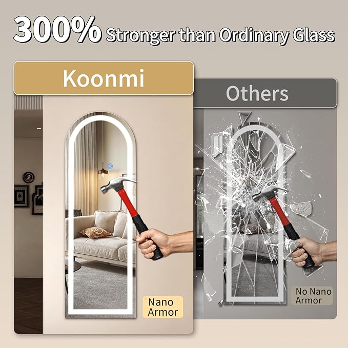 Koonmi LED Full Length Mirror, Lighted Floor Mirrors - Image 2