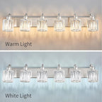 Crystal Bathroom Lighting Fixtures Over Mirror, 6 Light Brushed Nickel Vanity - Image 3