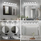 Modern LED Bathroom Lights Fixtures 6-Light, Stainless Steel Chrome Acrylic - Image 8