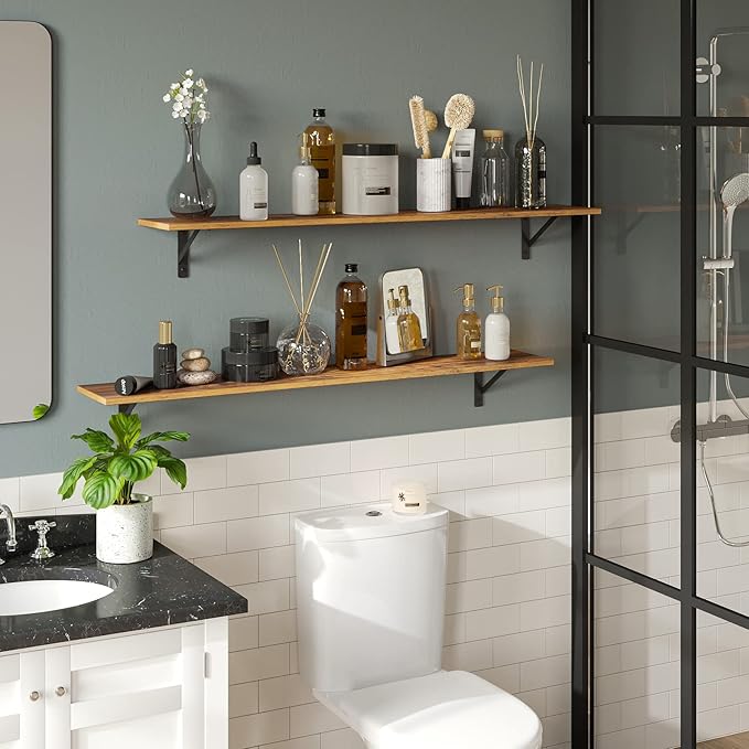 DINZI LVJ Long Wall Shelves, 55.1Inch Wall Mounted Shelves Set of 2, Extra - Image 5