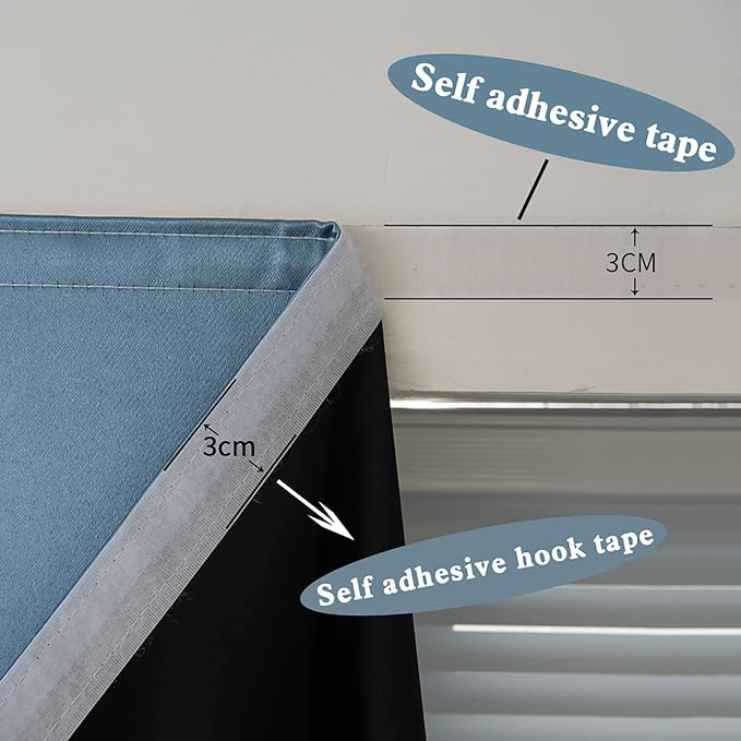 AJAZZ self Adhesive Portable 100% Blackout Curtains Simple and Easy to - Image 3