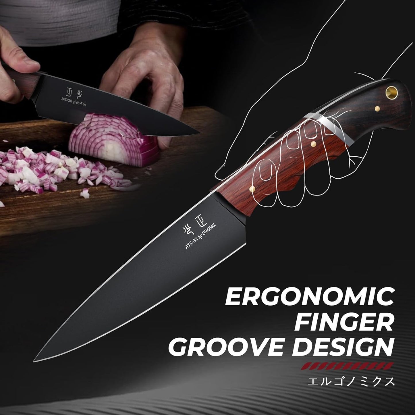 Kitchen Utility Knife From Japan - Small Chef Knife 5 Inch Forged from a Single Piece of High Carbon ATS-34 Steel, Full-Tang Paring Knife with Walnut Handle for Fruit and Vegetable, Ideal Gift