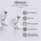 Indian Shelf Pack of 12 Double Prong White Decorative Coat Hooks Unique Coat - Image 2