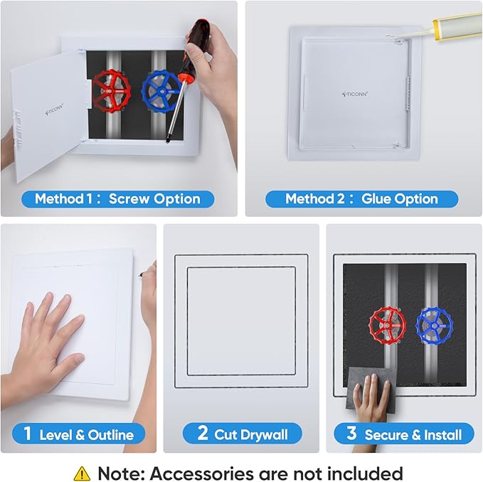 TICONN Access Panel for Drywall, 6 x 9 Inch ABS Plastic Wall Hole Cover Access - Image 6