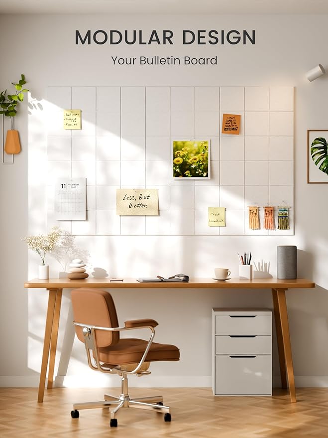 Bumusty Large Felt Bulletin Board, 30 Push Pins, 40 Adhesive Tabs, Milky White - Image 6