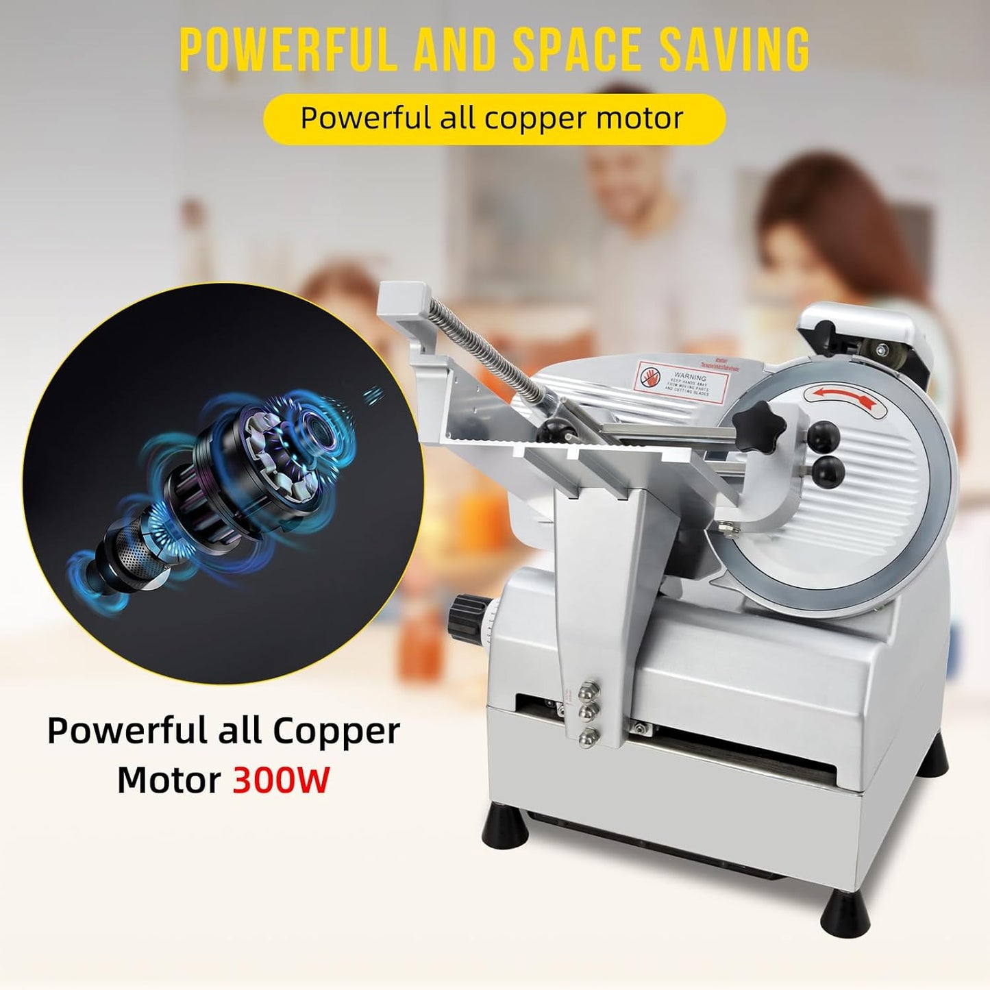 Dual Motor Automatic Meat Slicer 240W + 430W Power | 10" Sharp Carbon Steel Blade, 0-16mm Adjustable Thickness | Ideal for Deli Meats, Cheeses & Home Kitchen Use