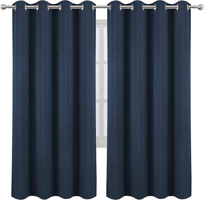 LEMOMO Navy Blue Blackout Curtains/52 x 72 Inch/Set of 2 Panels Room Darkening - Image 2