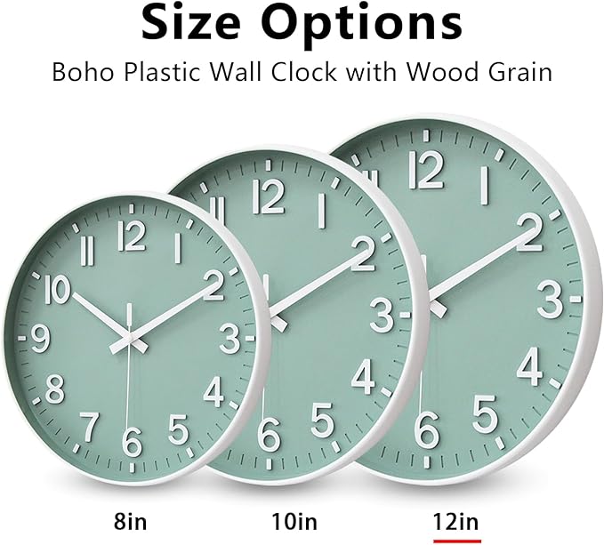 HZDHCLH Wall Clocks Battery Operated, Wall Clock Green, 12 inch Wall Clock - Image 5