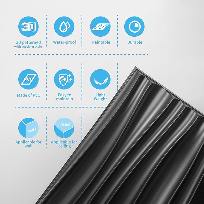 Art3d 24-Pack 3D Wall Panels for Interior Home Décor, PVC Wavy Textured Accent - Image 9