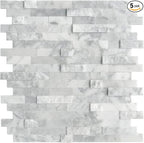 SUNWINGS 5-Sheet Peel and Stick Mosaic Natural 3D Stone Self Adhesive Marble by Sunwings