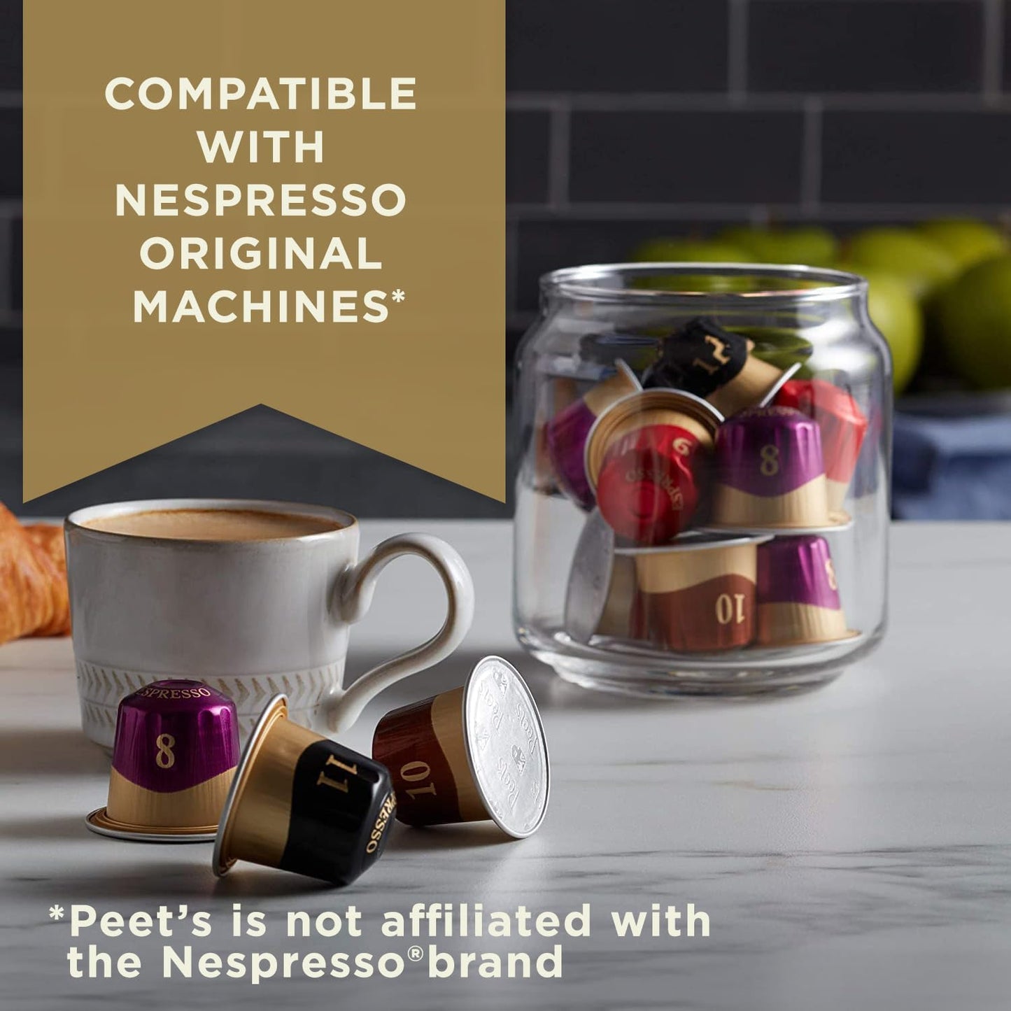 Peet's Coffee, Medium Roast Espresso Capsules, Compatible with Nespresso Original Machines - Big Bang, Intensity 9, 100 Count (10 Boxes of 10 Espresso Capsules)