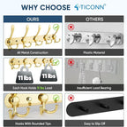 TICONN Wall Mounted Coat Rack, Five Heavy Duty Tri Hooks All Metal Construction - Image 3