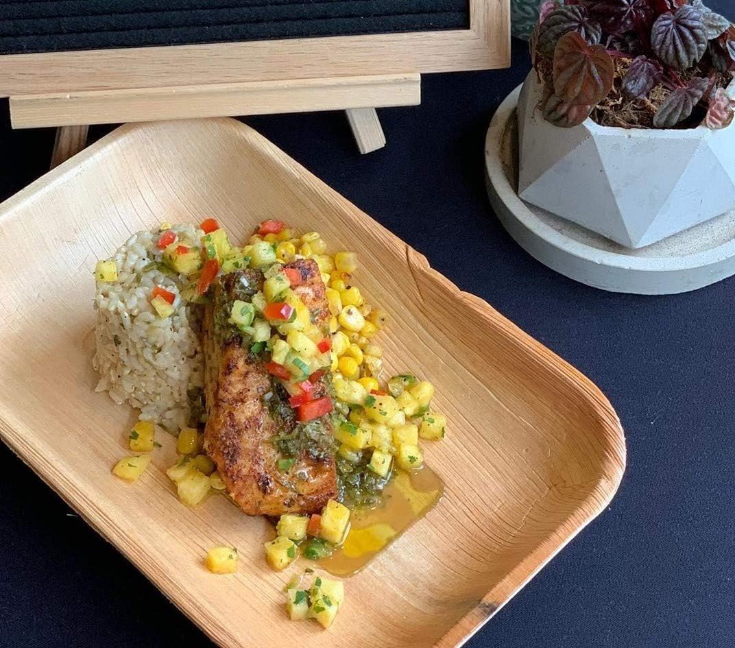 Charity Leaf Eco-Friendly Palm Leaf Trays - 11"x7" (25-Pack) | Bamboo-Style, Disposable Serving Platters | Perfect for Weddings & Events | Green & Compostable Dinnerware