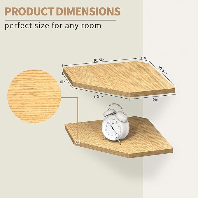 Fun Memories Corner Shelf Wall Mount, Corner Floating Shelves, Rustic Wood Wall - Image 3