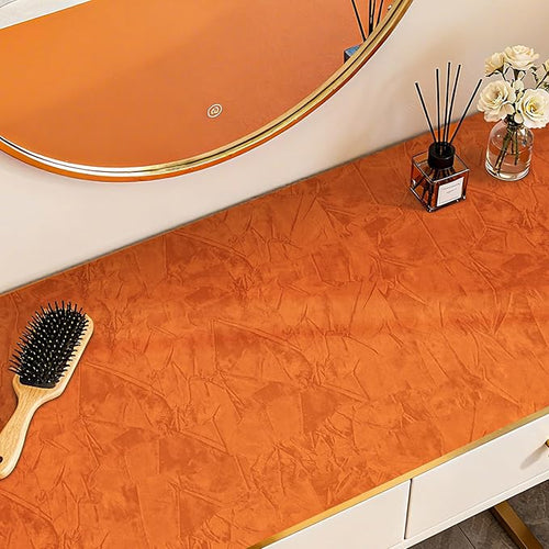 17.5"x317" Crushed Orange Velvet Peel and Stick Wallpaper Orange Wallpaper Self - Image 2