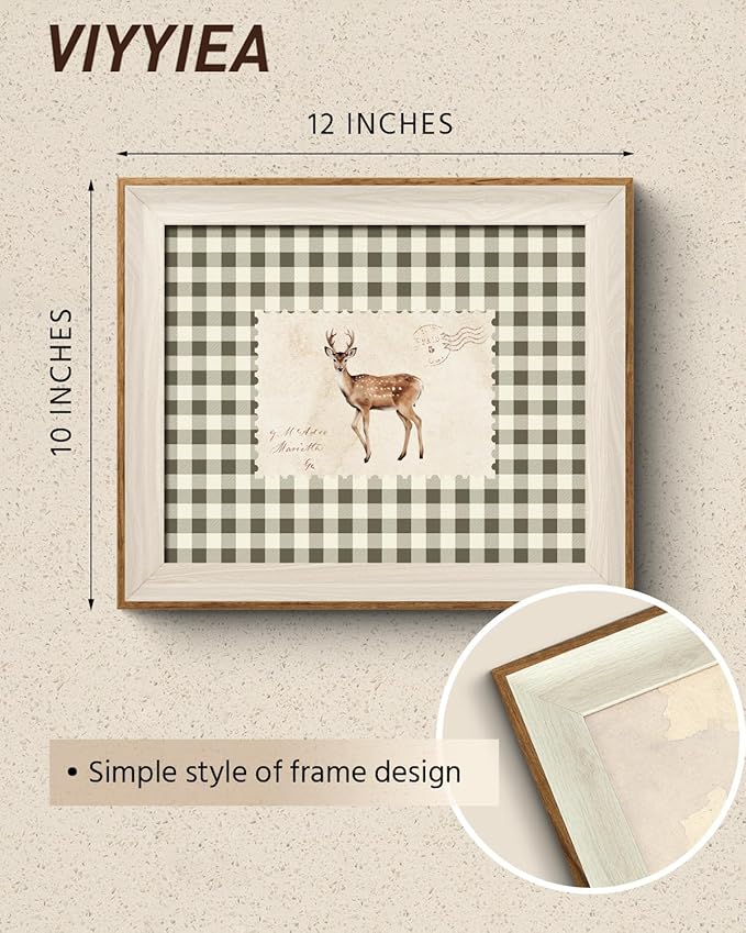VIYYIEA Framed Wall Art for Living Room, Sika Deer Stamp Canvas Prints - Image 2