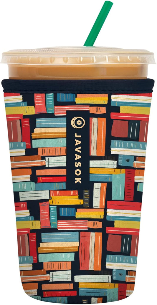 Sok It JavaSok Iced Coffee & Cold Soda Insulated Neoprene Cup Sleeve (Well Read, Medium: 22-28oz)