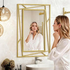 Brushed Gold Bathroom Mirror, Hang Horizontally or Vertically - Image 3