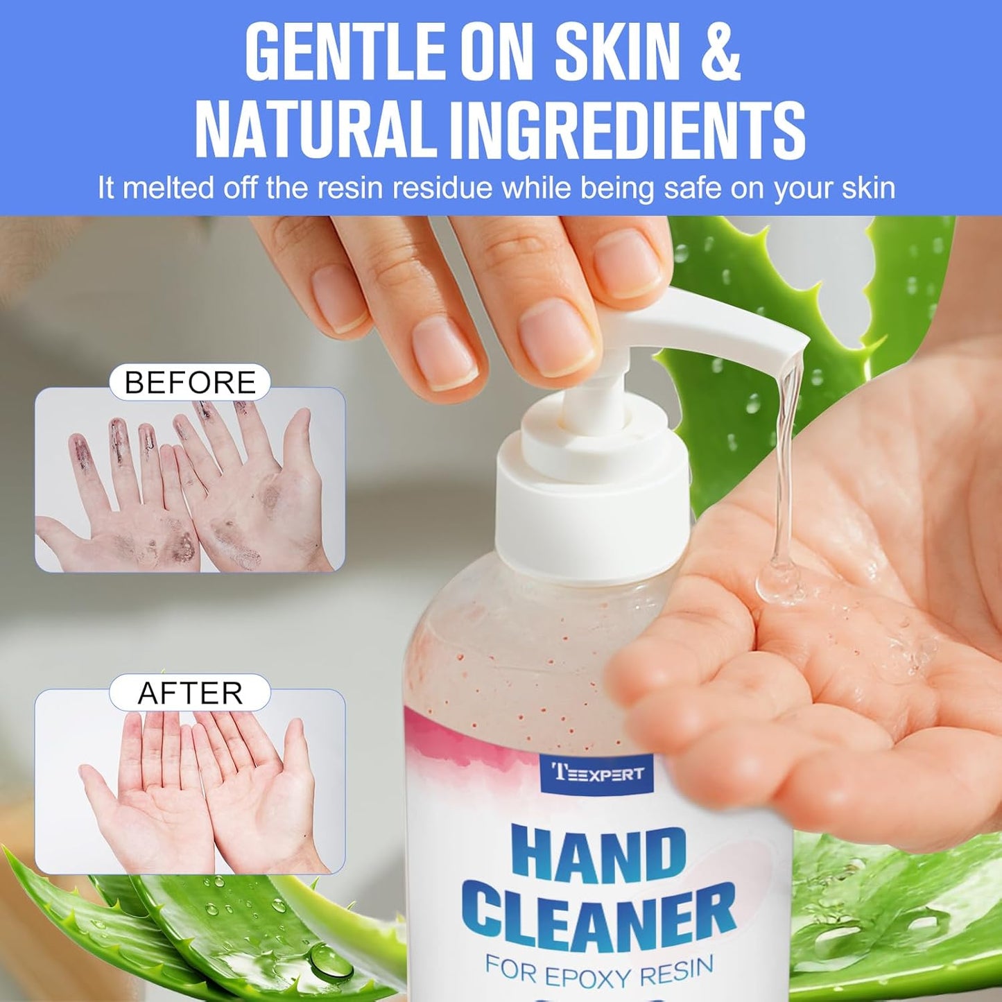 Teexpert Resin Remover Gel 8OZ Hand Cleaner For Epoxy Resin All-Natural Gentle & Moisturizing Hand Cleanser Ideal for Removing Uncured Resin Molds Tools