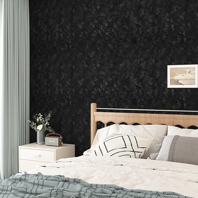 Wallercity Self Adhesive Felt Fabric Wallpaper Black Velvet Wallpaper Peel and - Image 3