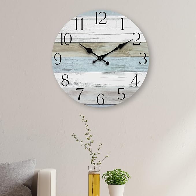 Wall Clock, Silent Non Ticking Wall Clocks Battery Operated, Rustic Wooden - Image 5