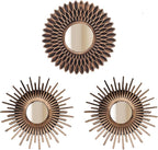 Retor OLD Gold Mirrors for Wall Pack of 3. Round. More Contemporary Sense.Rays by MCCxxii