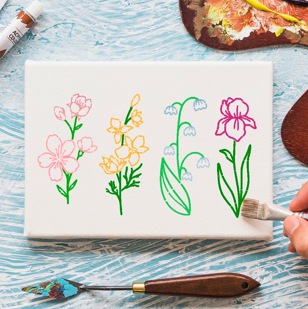 Flower Stencils for Painting on Walls Flower Stencil Floral Stencil for Painting on Wood Canvas DIY Crafts Decor