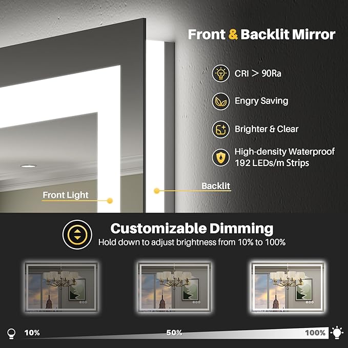 Briivue 28x32 Inch LED Bathroom Mirror - Image 3
