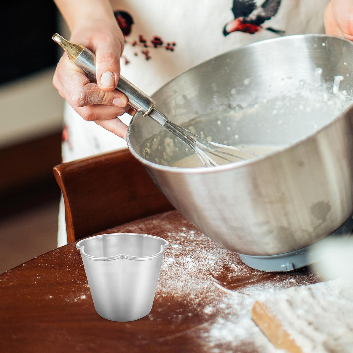 6pcs Flower Shape Pudding Moulds Aluminum Baking Cups Non Stick Round Nonstick Egg Tart Cupcake Muffin Cheesecake Mould for Baking Tool Cake Mold Silicone Egg Molds