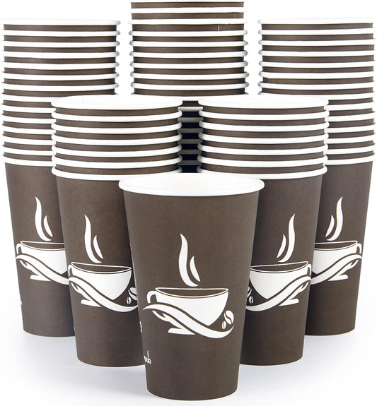 LITOPAK 210 Pack 16 oz Paper Cups, Brown Disposable Hot Coffee Cups for Party, Picnic, Travel, and Events