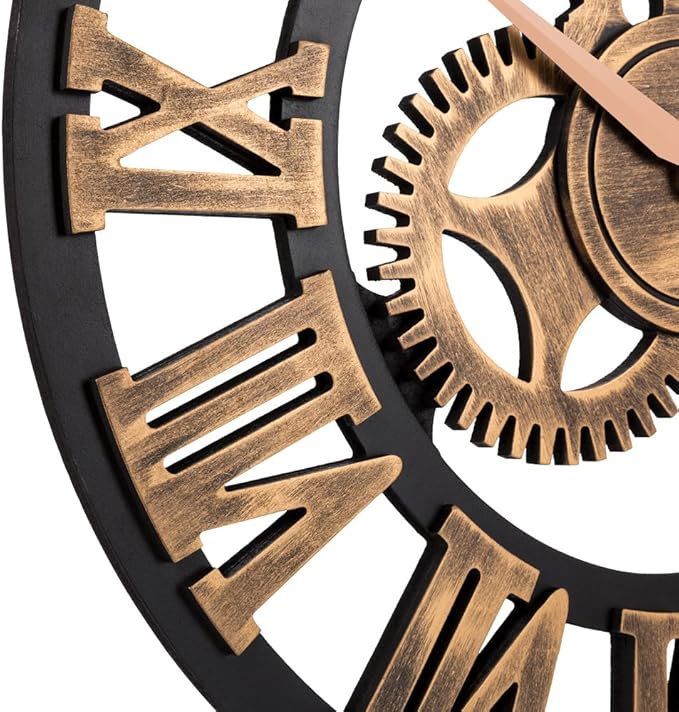 28" Industrial Steampunk Vintage Retro Home Decor Wall Clock *Note: Decorative - Image 2