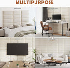 IFNOW Wall Mounted Upholstered Headboard, 3D Peel and Stick Soundproof Wall - Image 7