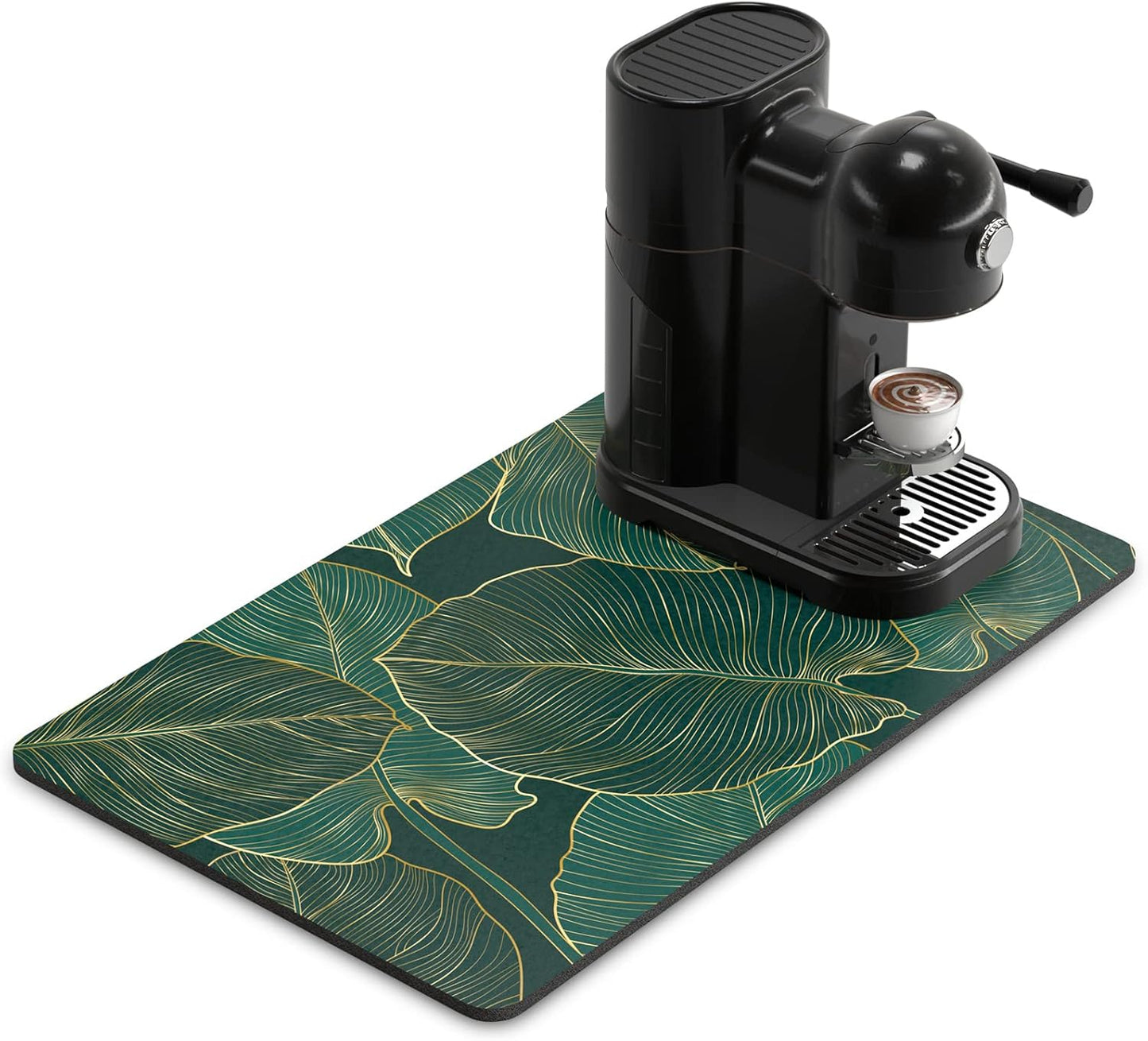 Rnivvi Coffee Mat, 12" x 19" Cute Tropical Theme Coffee Bar Mats for Espresso Machine Station Accessories and Organizer, Hide Stain Rubber Backed Absorbent Dish Drying Pad for Kitchen Counter, Palm