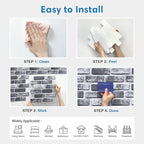 COMSTICKC 3D Gray Brick Wall Panels, Peel and Stick Brick Tiles, Small Size - Image 8