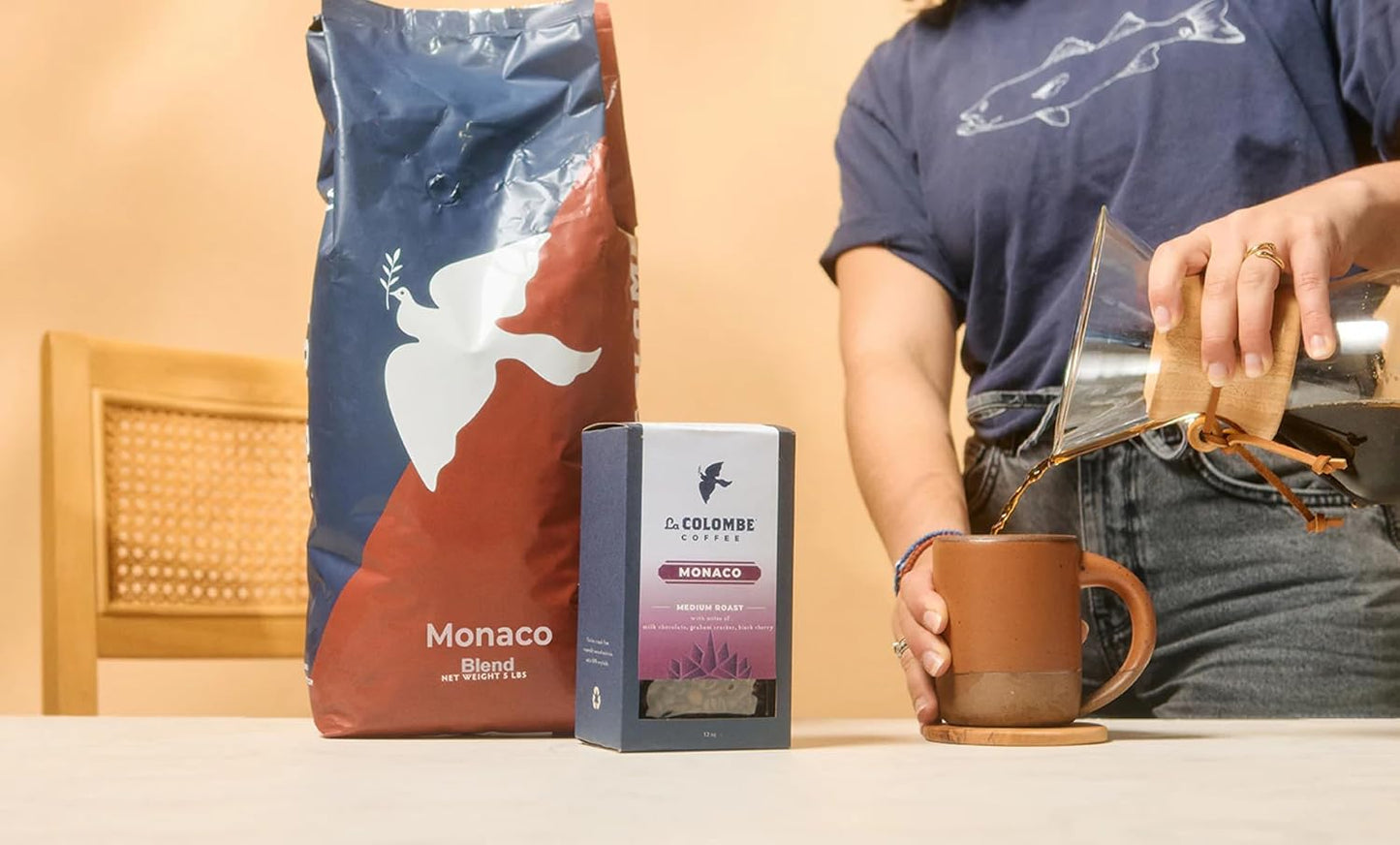 La Colombe Monaco Medium Roast Whole Bean Coffee - Notes of Milk Chocolate, Graham Cracker, Black Cherry, 12 Ounce (Pack of 1)