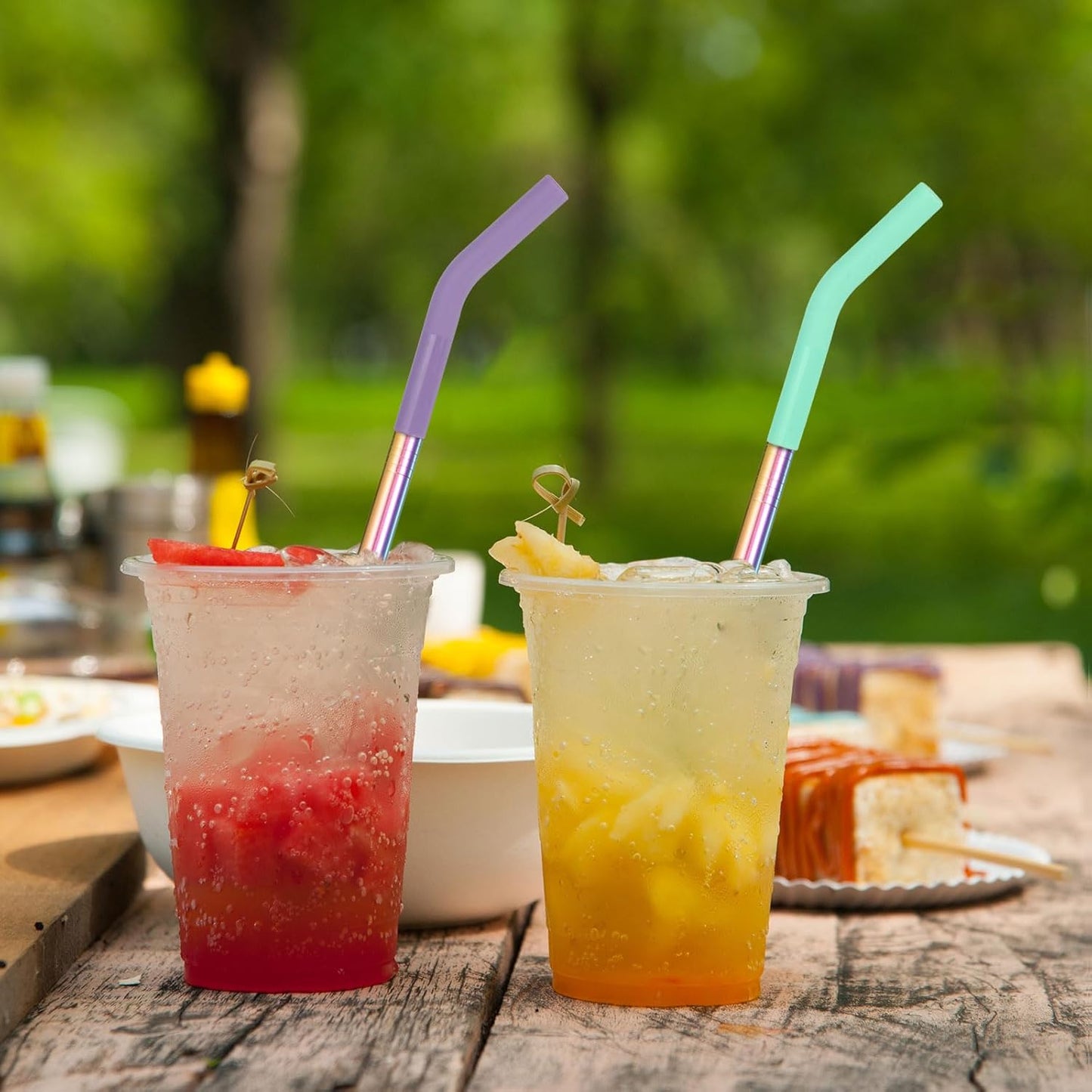 uxcell 4Pcs Silicone Straw Tips, Silicone Straw Elbows Tip, Soft Reusable Metal Straw Covers Fit for 6mm/0.24" OD Stainless Steel Straws, Mint Green