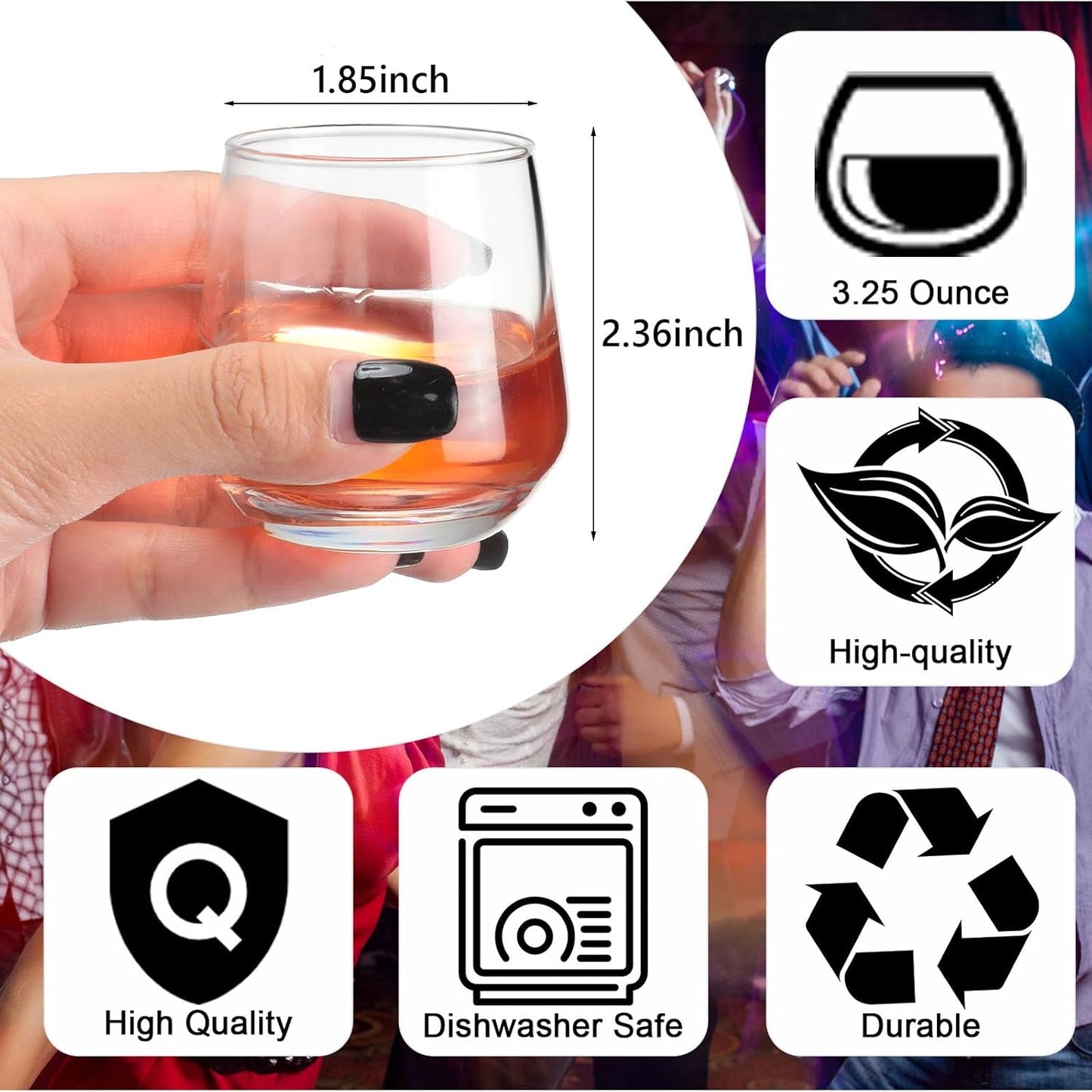 Zopeal 24 Pack Shot Glasses 3.25 oz Tequila Heavy Base Whiskey Tasting Glass Cups Small Liquor and Spirit Bar Shooter for Drinking Tasting Espresso Beer Juice