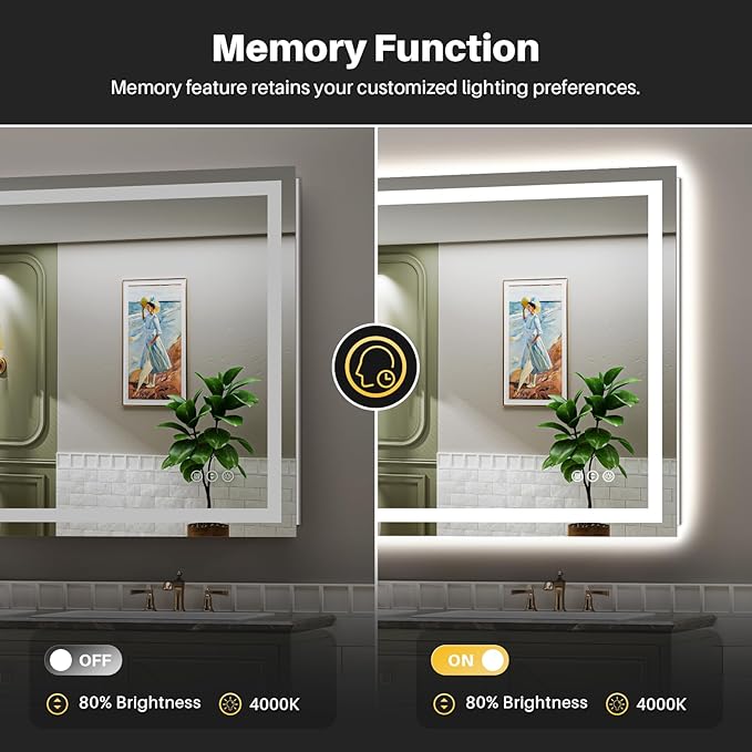 Briivue 48x38 Inch LED Bathroom Mirror - Image 5