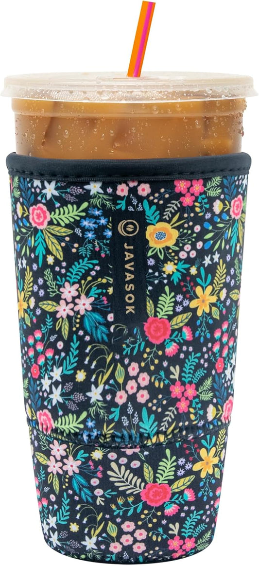 Sok It JavaSok Iced Coffee & Cold Soda Insulated Neoprene Cup Sleeve (English Garden Picnic, XXLarge: 44-48oz)