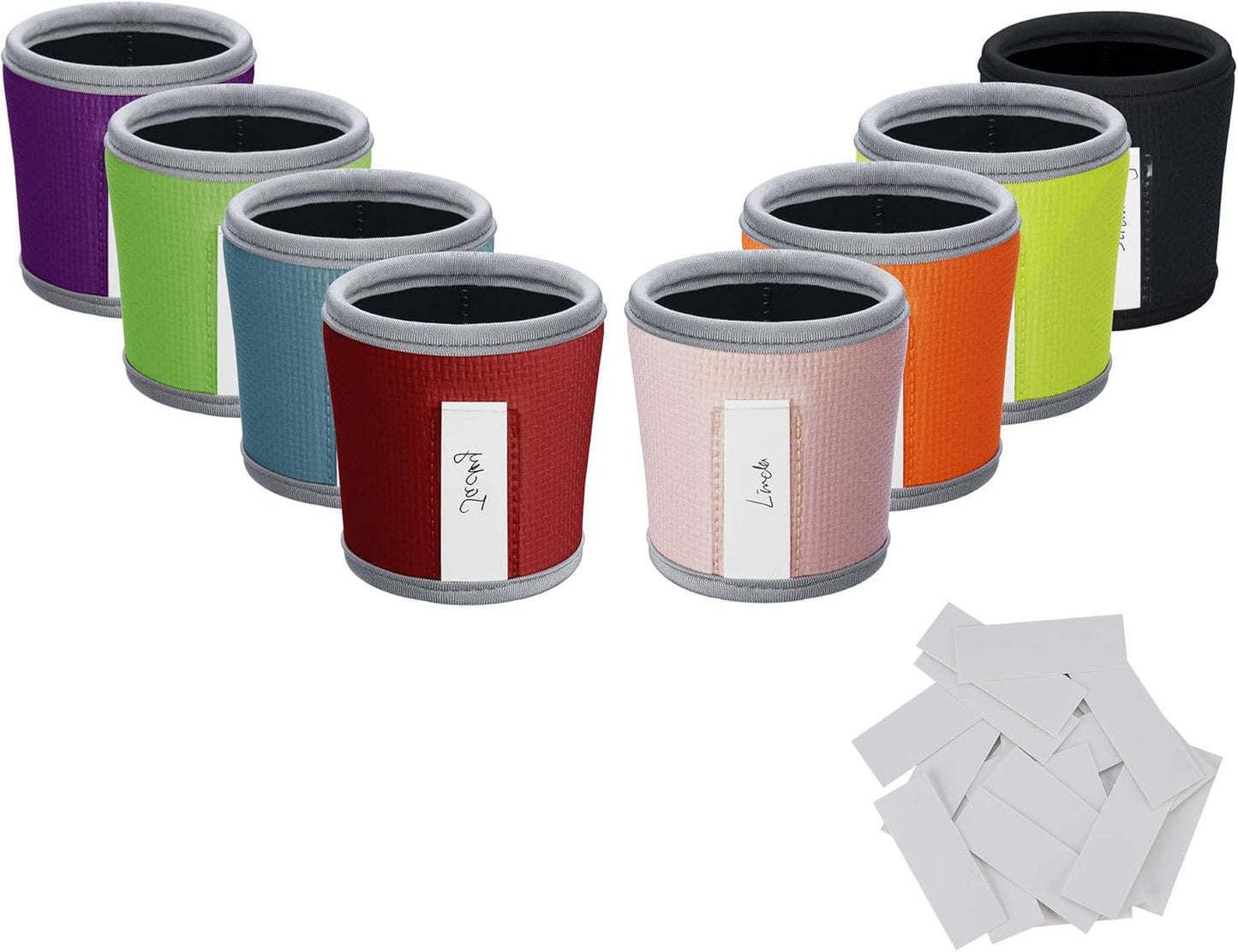 Beautyflier 8pcs Anti-Slip Neoprene 2.5mm Thick Collapsible Heat Resistant Coffee Cup Insulated Sleeve for Coffee/Tea/Cold Drinks (Multicolor embossed)
