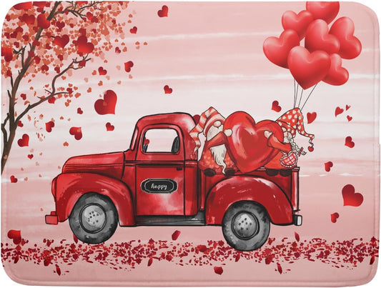 Valentine's Day Dish Drying Mats for Kitchen Counter, Happy Valentine's Day Dish Mat Absorbent Reversible Microfiber Dish Drying Pad Love Kitche Mat Dish Drainer Rack Mats for Coffee Bar 18"x24"