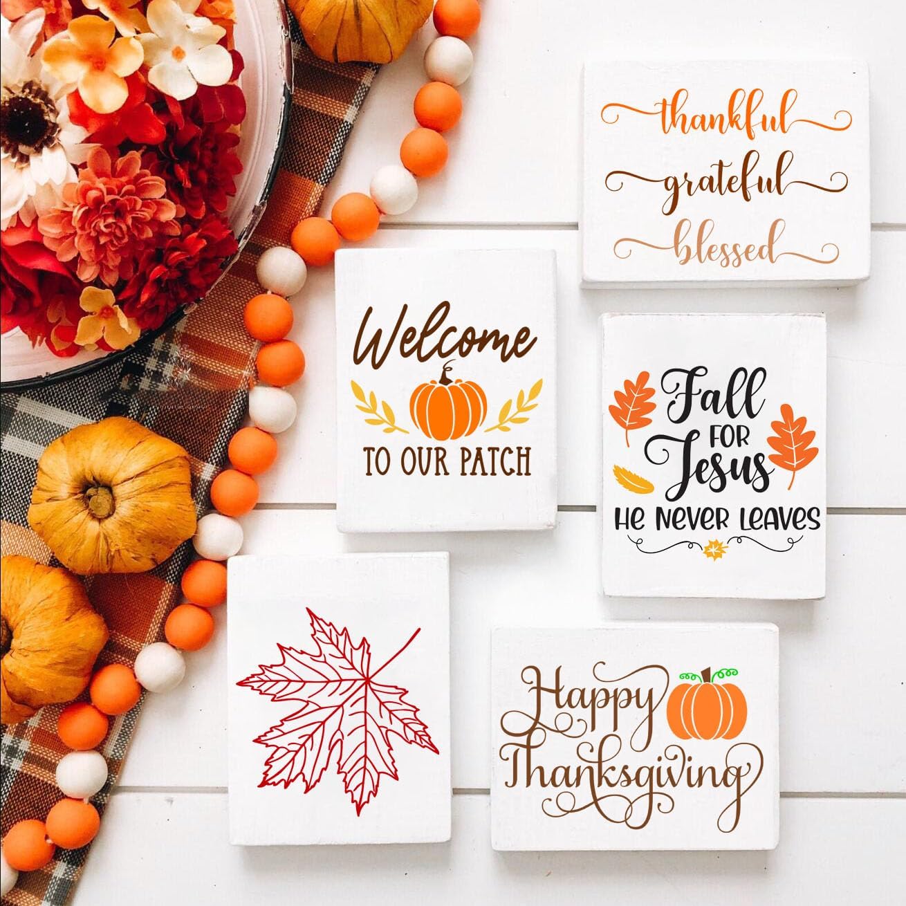 Fall Stencils for Painting 6” Pumpkin Stencils Autumn Leaf Stencil Happy Thanksgiving Templates for Wood Fabrics Crafts Decor