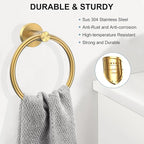 SetSail Towel Holder for Bathroom Wall Screw-in Gold Towel Ring Stainless Steel - Image 2